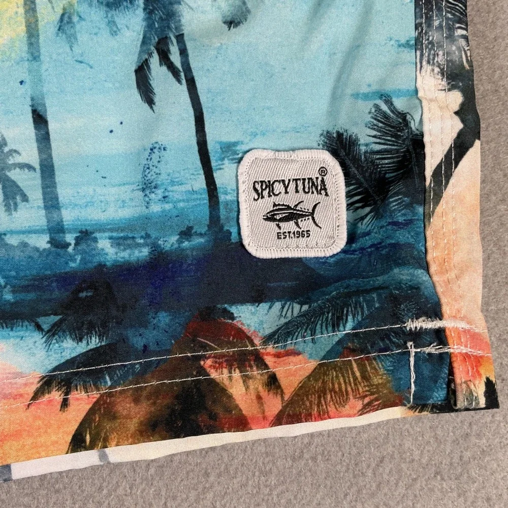 Spicy Tuna Men's 2XL NWT Tropical Palm Tree Swim Trunks Beach Shorts